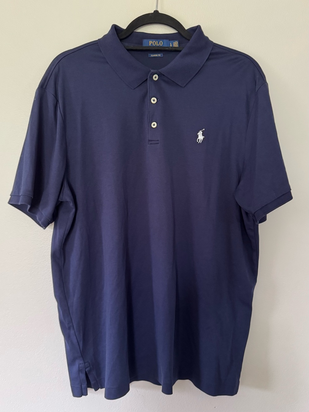 Polo by Ralph Lauren Men's L Navy Classic Fit Polo Shirt White Pony
